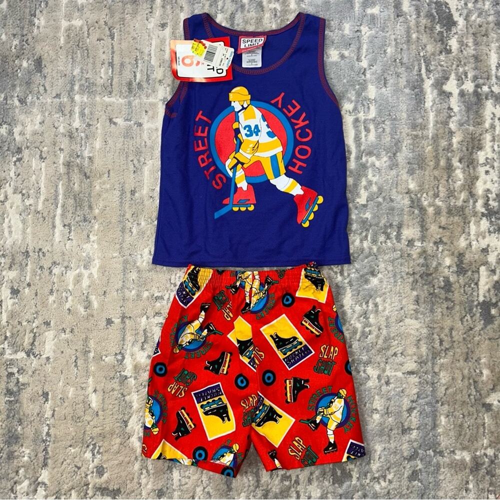 NOS Vintage 1996 Speed Limit Street Hockey Short Shirt Set Size 6